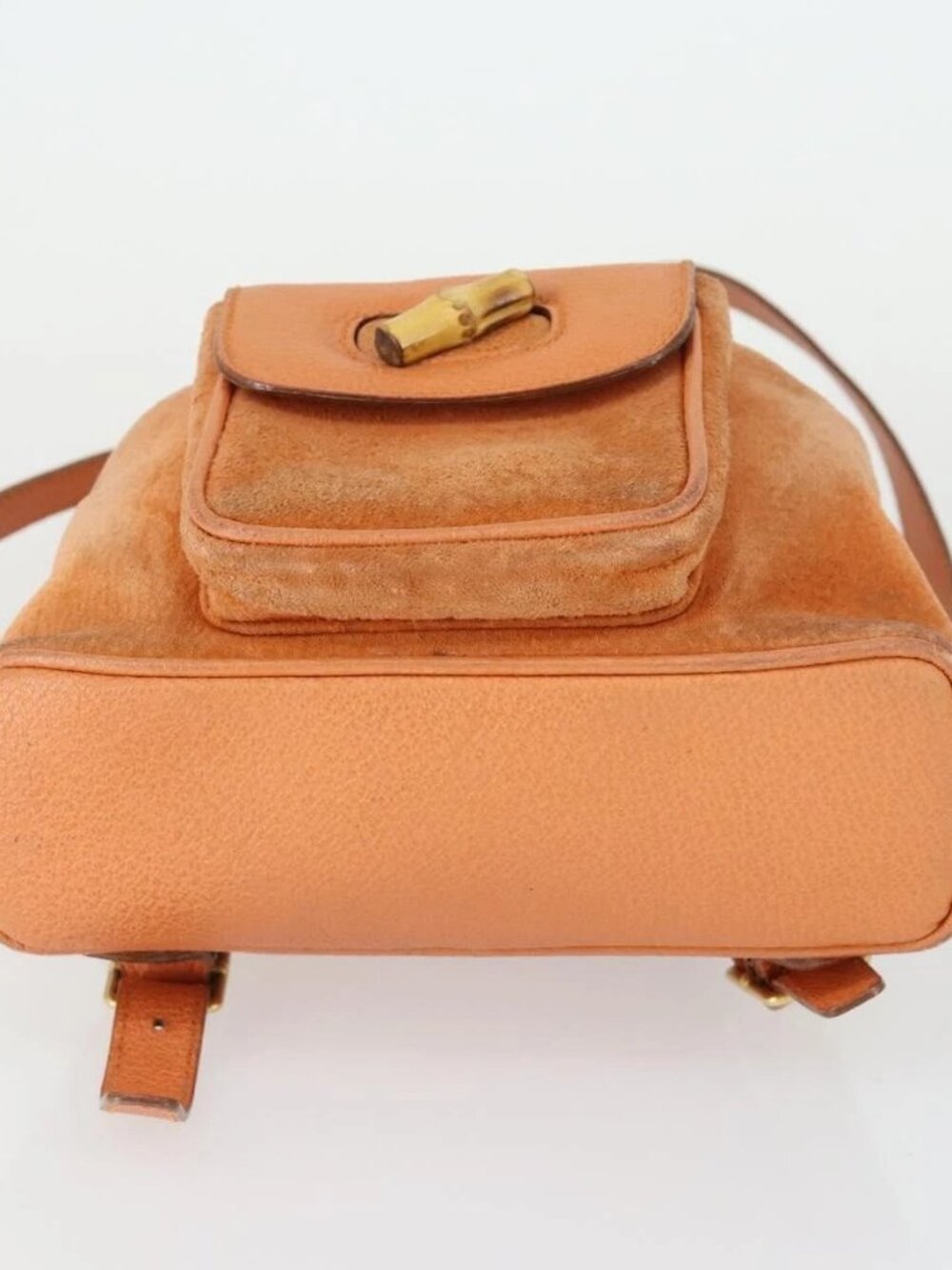 GUCCI Bamboo Backpack Suede Orange Gold Auth 169373 - Picture 5 of 15